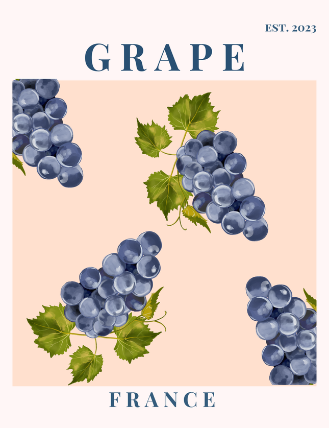Grape France Botanical Poster | Vintage Fruit Art Print