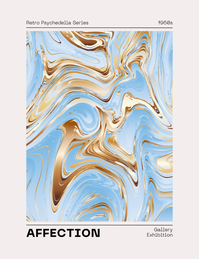 Retro Psychedelic Marble Swirl Art Print - 1960s Abstract