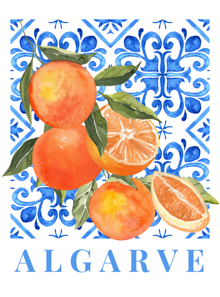 Algarve Oranges Poster – Portuguese Tile Art Print