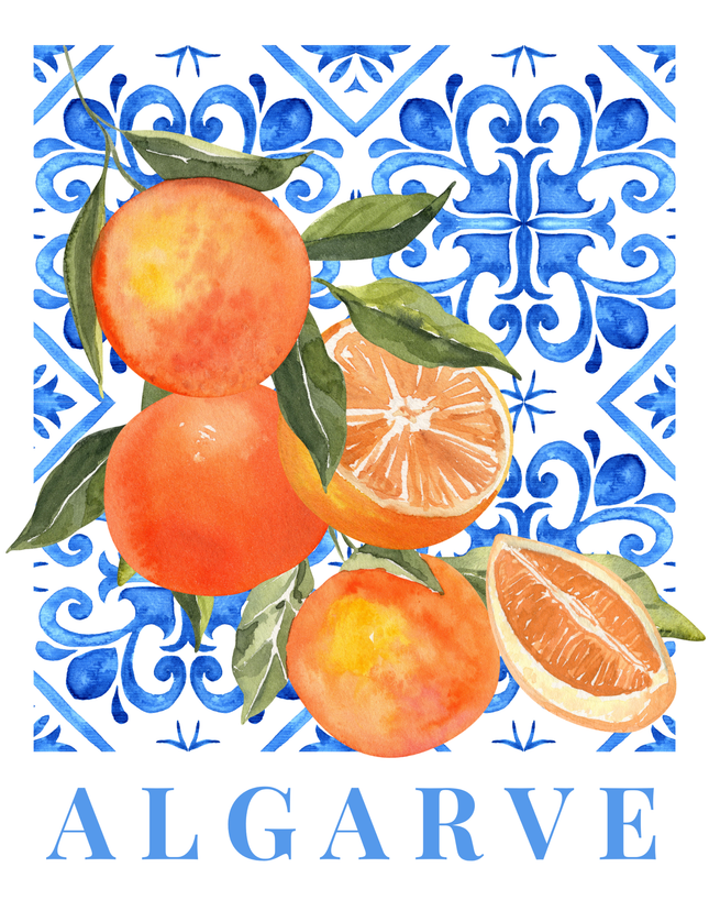 Algarve Oranges Poster – Portuguese Tile Art Print