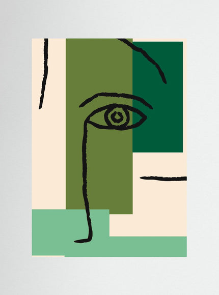 Abstract Face Green Geometric Art Print - Framzio