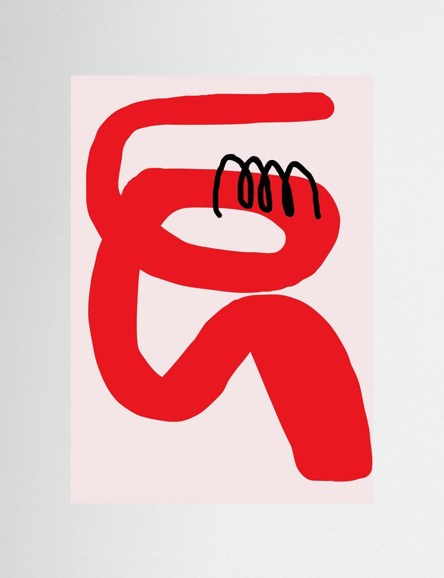 Abstract Red Figure with Black Detail Art Print - Framzio