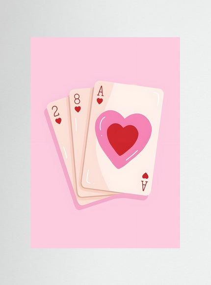 Ace of Hearts Playing Card Pink Poster - Framzio