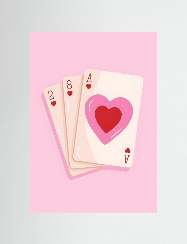 Ace of Hearts Playing Card Pink Poster - Framzio