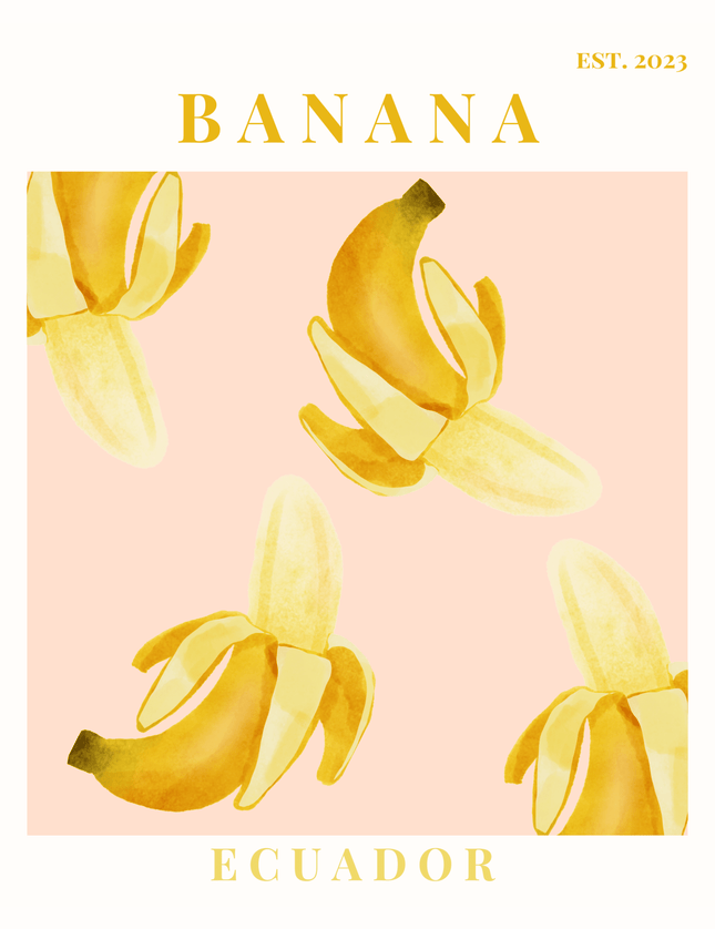 Banana Ecuador Poster - Watercolor Fruit Illustration Art Print - Framzio