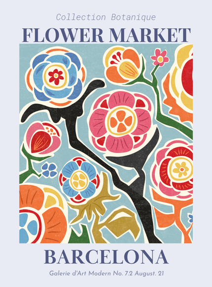 Barcelona Flower Market Botanical Poster - Framzio