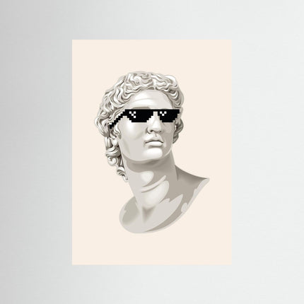 Classical Bust with Pixel Sunglasses Meme Art Print - Framzio