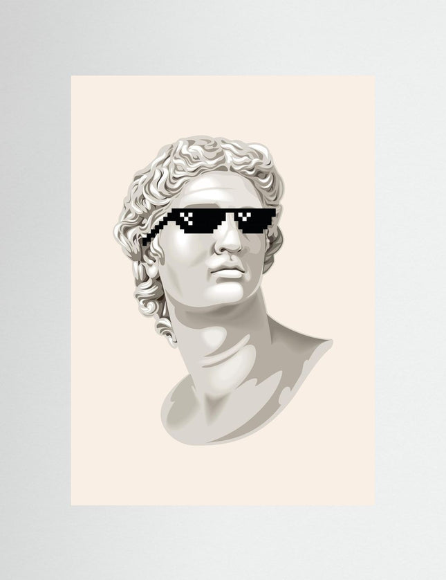 Classical Bust with Pixel Sunglasses Meme Art Print - Framzio
