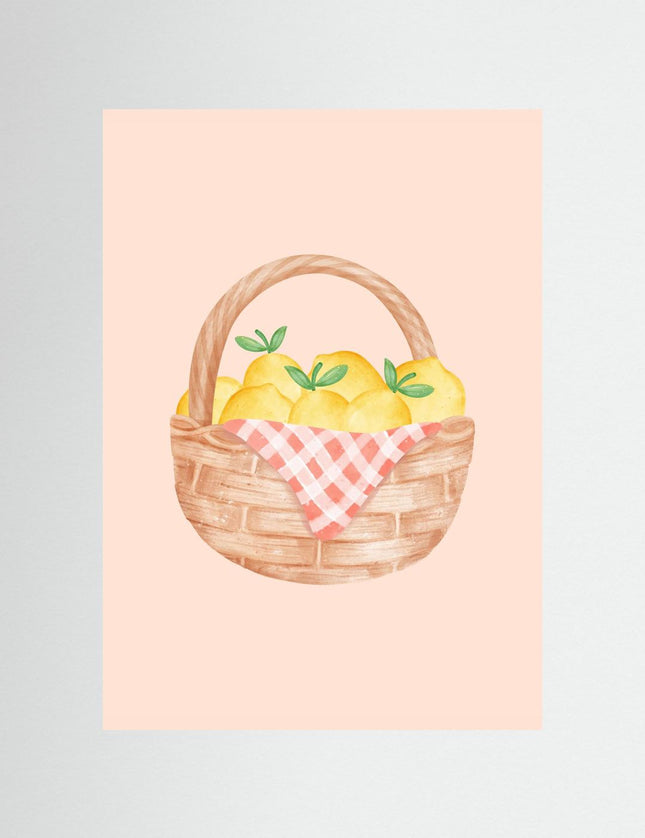 Lemon Basket Watercolor Print - Framzio