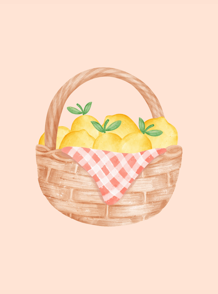Lemon Basket Watercolor Print - Framzio