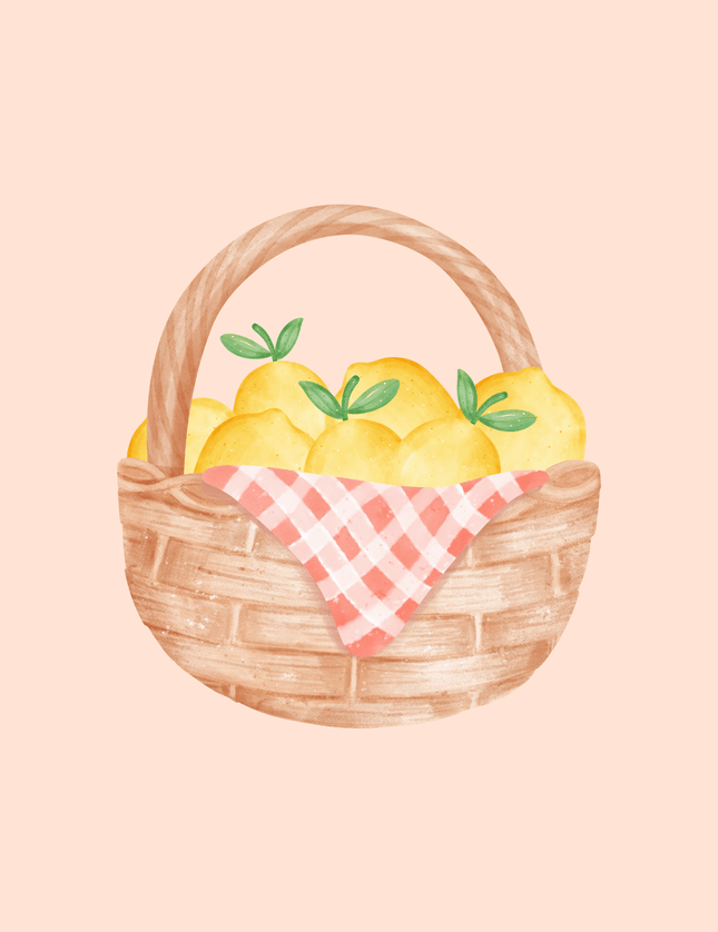 Lemon Basket Watercolor Print - Framzio