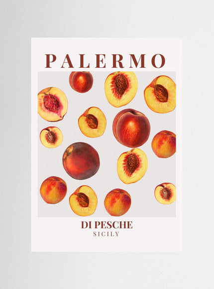 Palermo Peaches Poster - Italian Fruit Art Print Sicily - Framzio