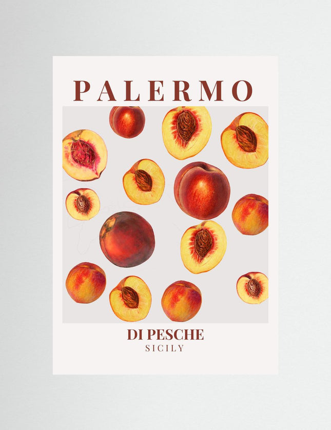 Palermo Peaches Poster - Italian Fruit Art Print Sicily - Framzio