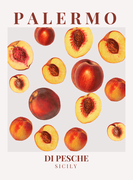 Palermo Peaches Poster - Italian Fruit Art Print Sicily - Framzio