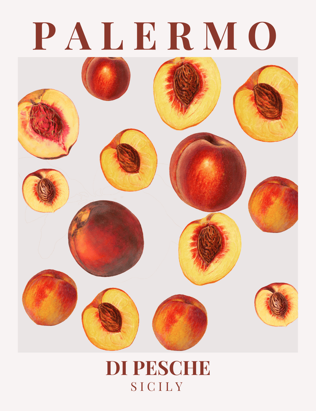 Palermo Peaches Poster - Italian Fruit Art Print Sicily - Framzio