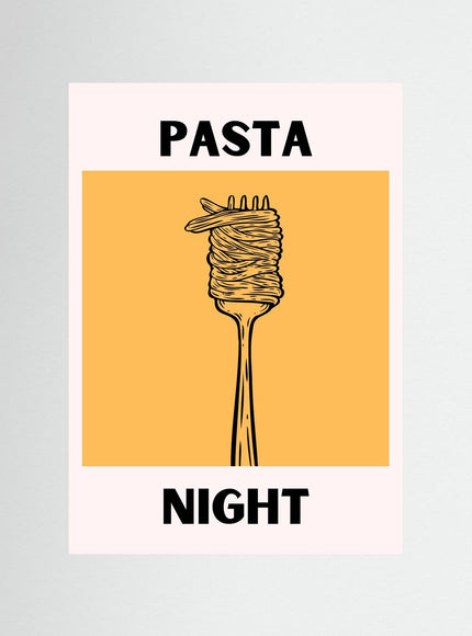 Pasta Night Kitchen Poster - Fork Illustration Print - Framzio