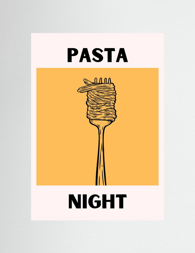 Pasta Night Kitchen Poster - Fork Illustration Print - Framzio