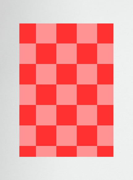 Red Checkerboard Abstract Poster - Framzio
