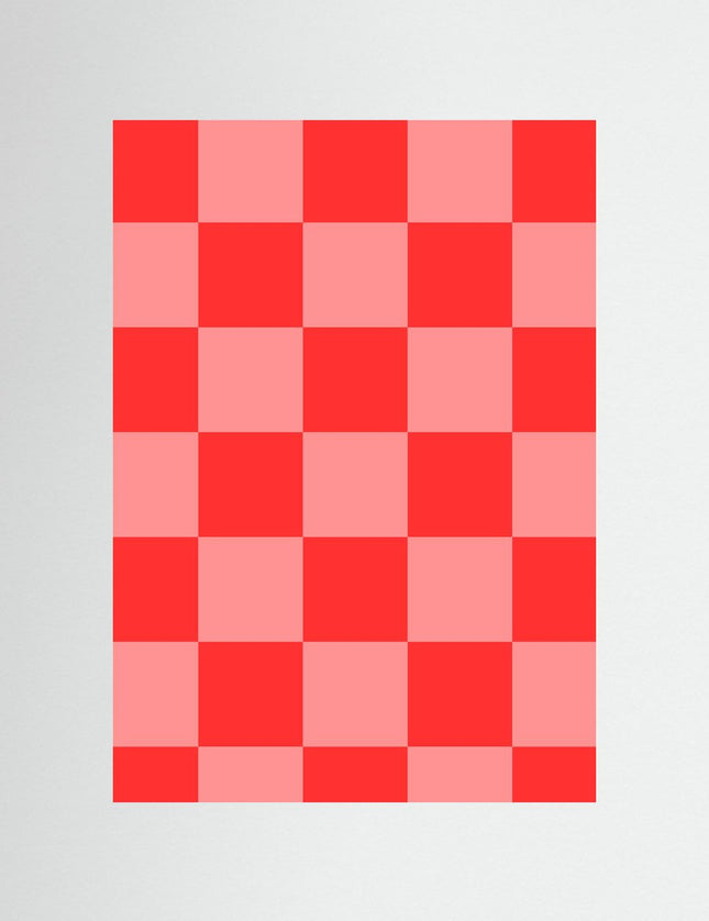 Red Checkerboard Abstract Poster - Framzio