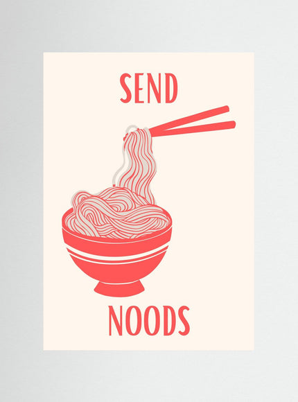 Send Noods Ramen Poster - Retro Kitchen Wall Art - Framzio