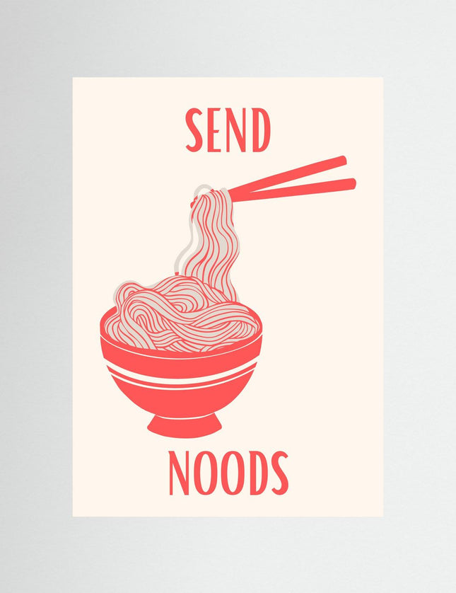 Send Noods Ramen Poster - Retro Kitchen Wall Art - Framzio