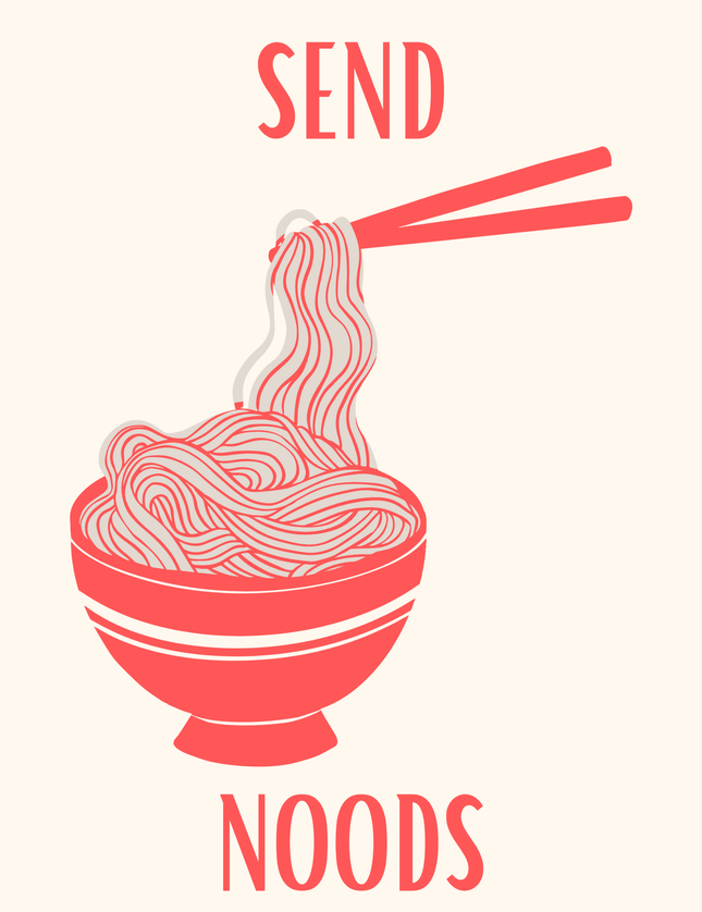 Send Noods Ramen Poster - Retro Kitchen Wall Art - Framzio