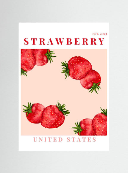 Strawberry Art Print | Red Fruit Kitchen Poster - Framzio