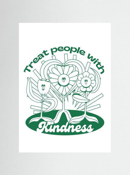 Treat People With Kindness Floral Typography Poster - Framzio